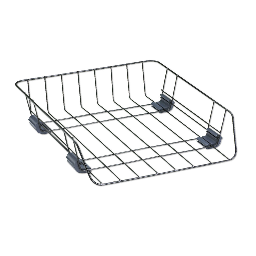 Front-Load Wire Desk Tray, 1 Section, Letter Size Files, 10.88" x 12.63" x 2.63", Black - 