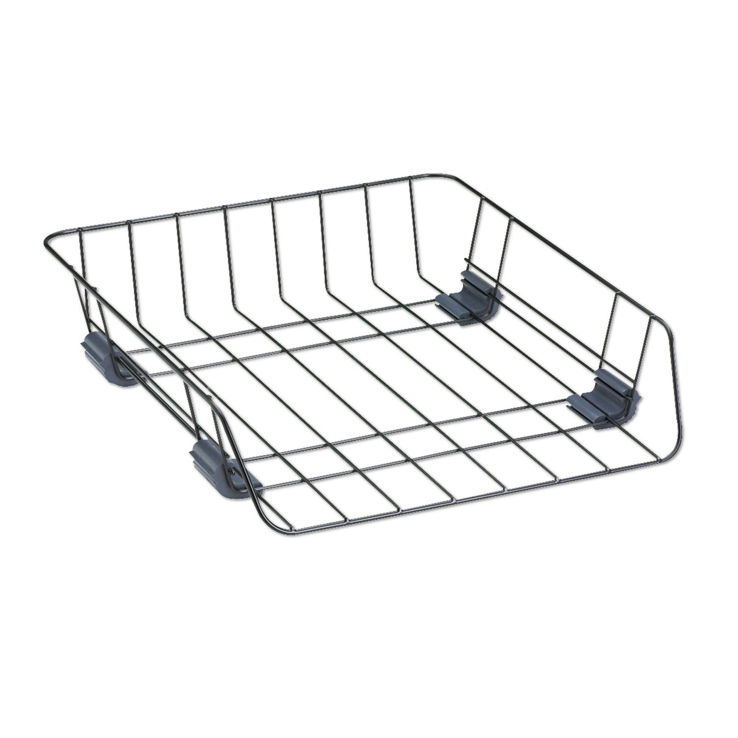 Front-Load Wire Desk Tray, 1 Section, Letter Size Files, 10.88" x 12.63" x 2.63", Black - 