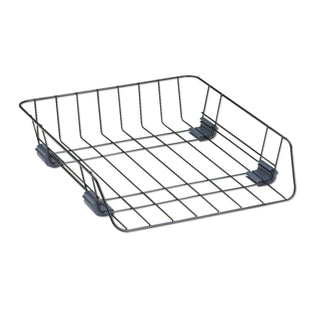 Front-Load Wire Desk Tray, 1 Section, Letter Size Files, 10.88" x 12.63" x 2.63", Black - 