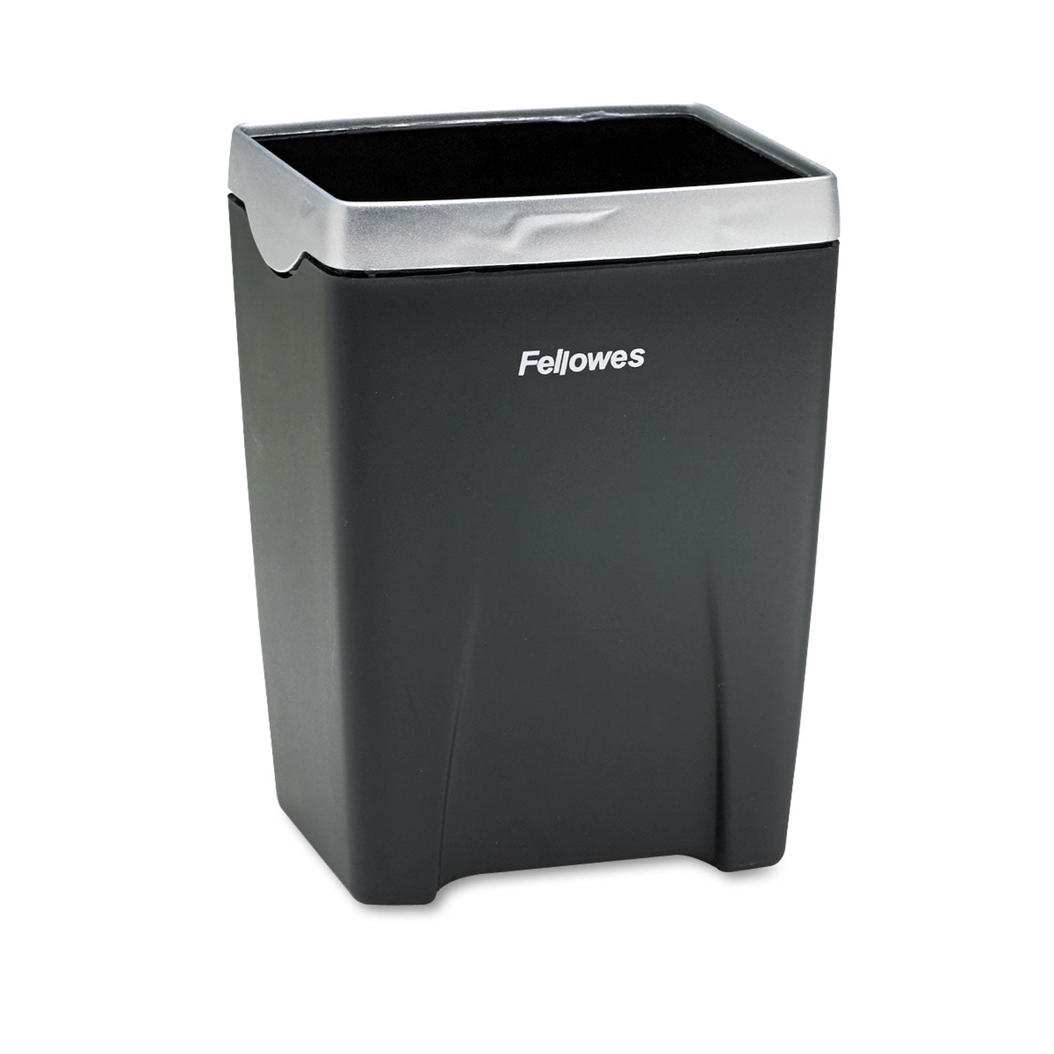 Office Suites Divided Pencil Cup, Plastic, 3.13 x 3.13 x 4.25, Black/Silver - 