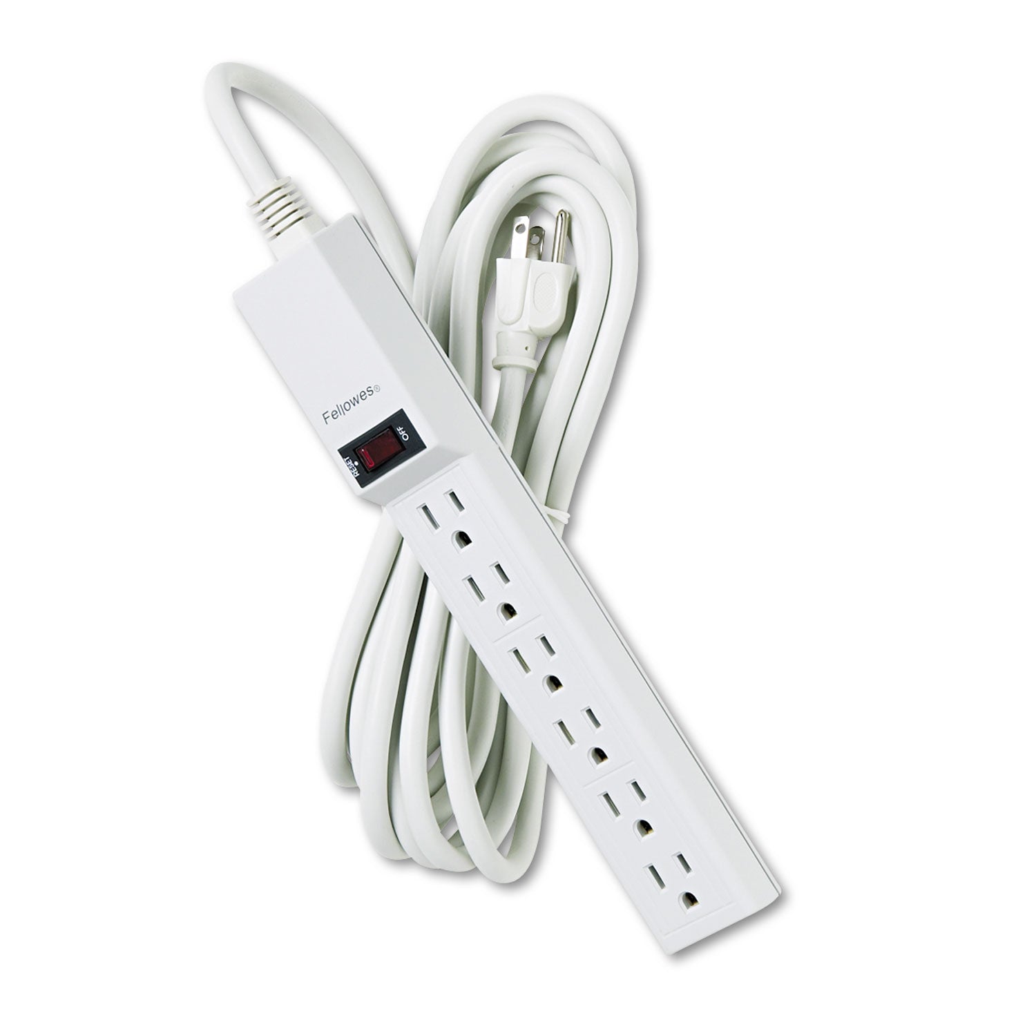 Power Strip, 6 Outlets, 15 ft Cord, Platinum - 