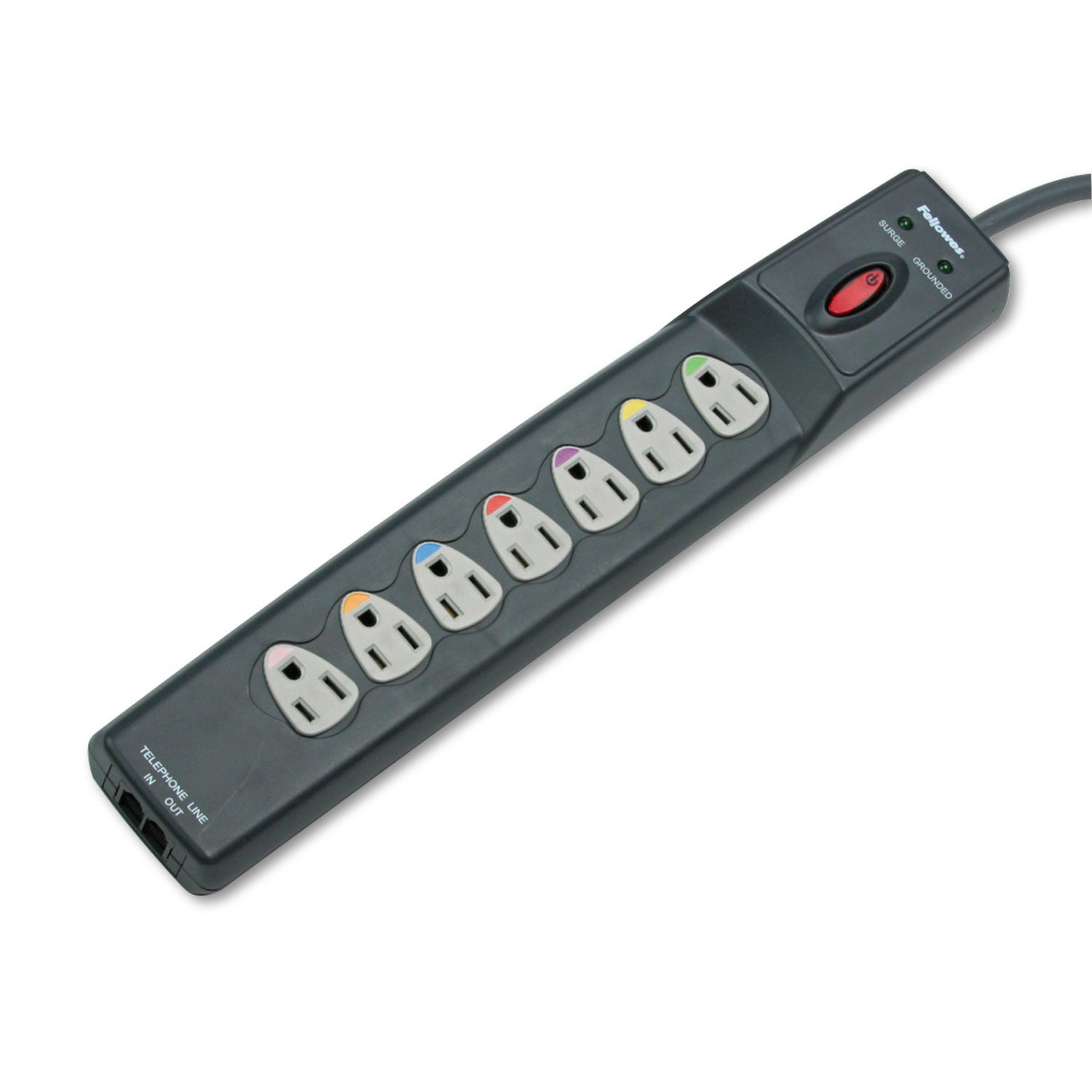 Power Guard Surge Protector, 7 AC Outlets, 12 ft Cord, 1,600 J, Graphite Gray - 