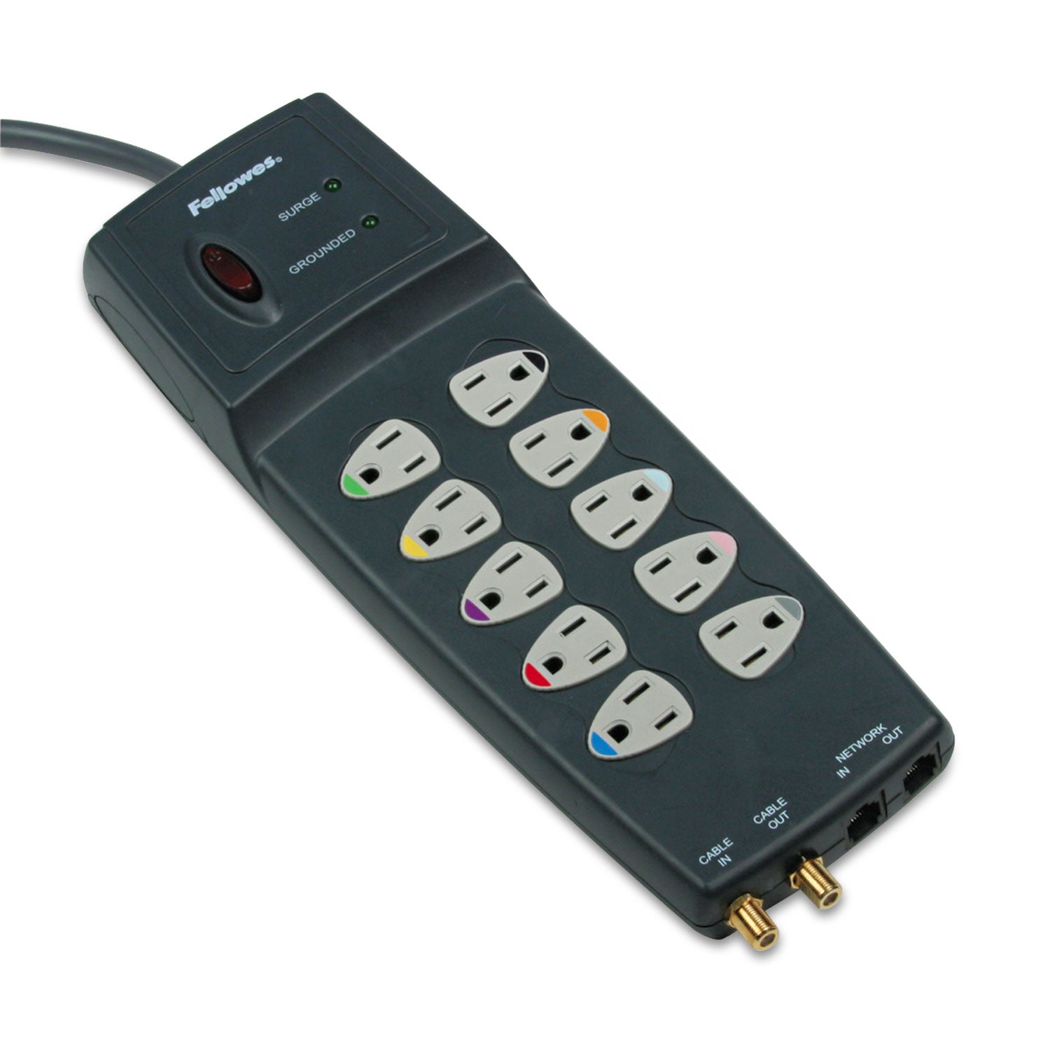 Power Guard Surge Protector, 10 AC Outlets, 10 ft Cord, 3,300 J, Graphite Gray - 