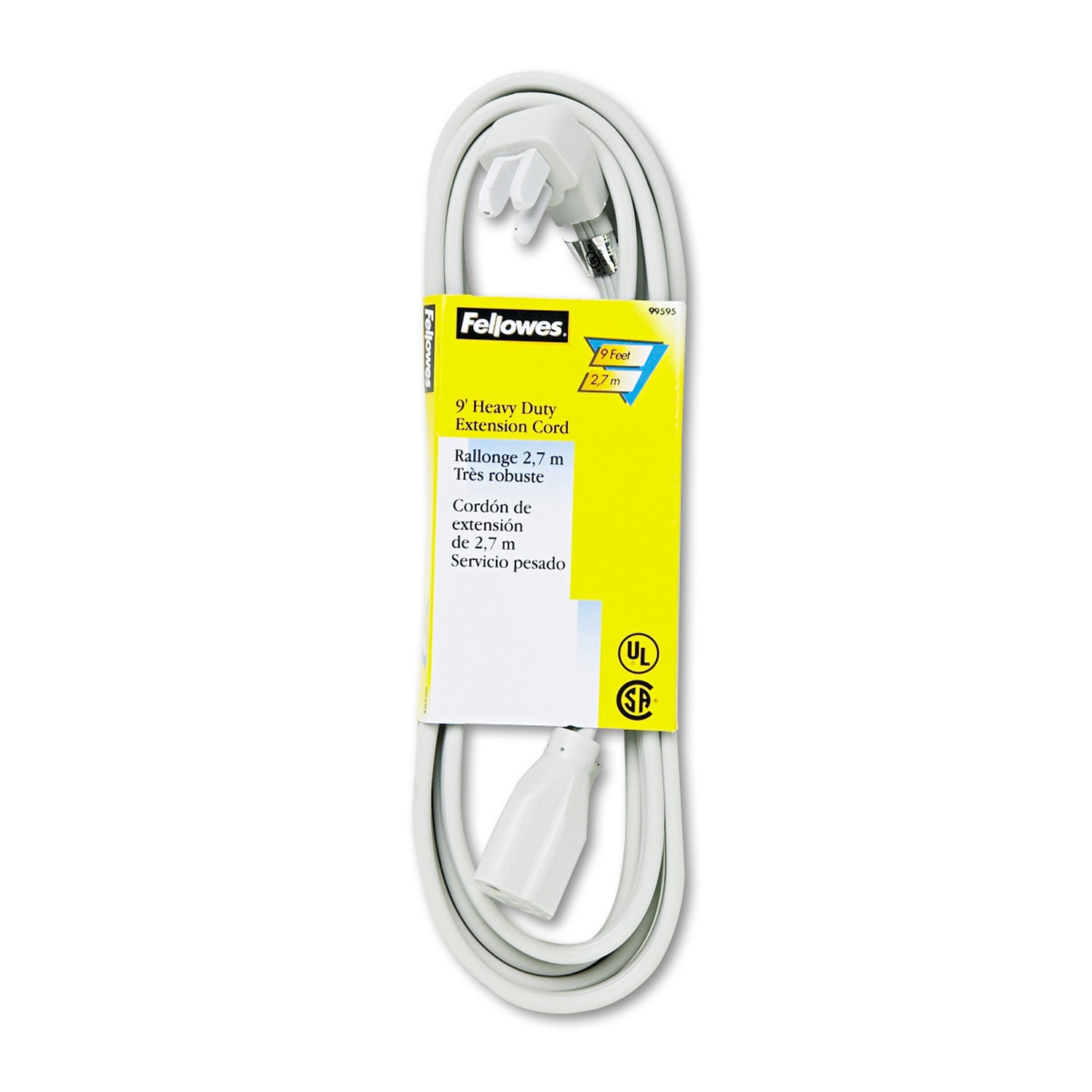 Indoor Heavy-Duty Extension Cord, 9 ft, 15 A, Gray - 