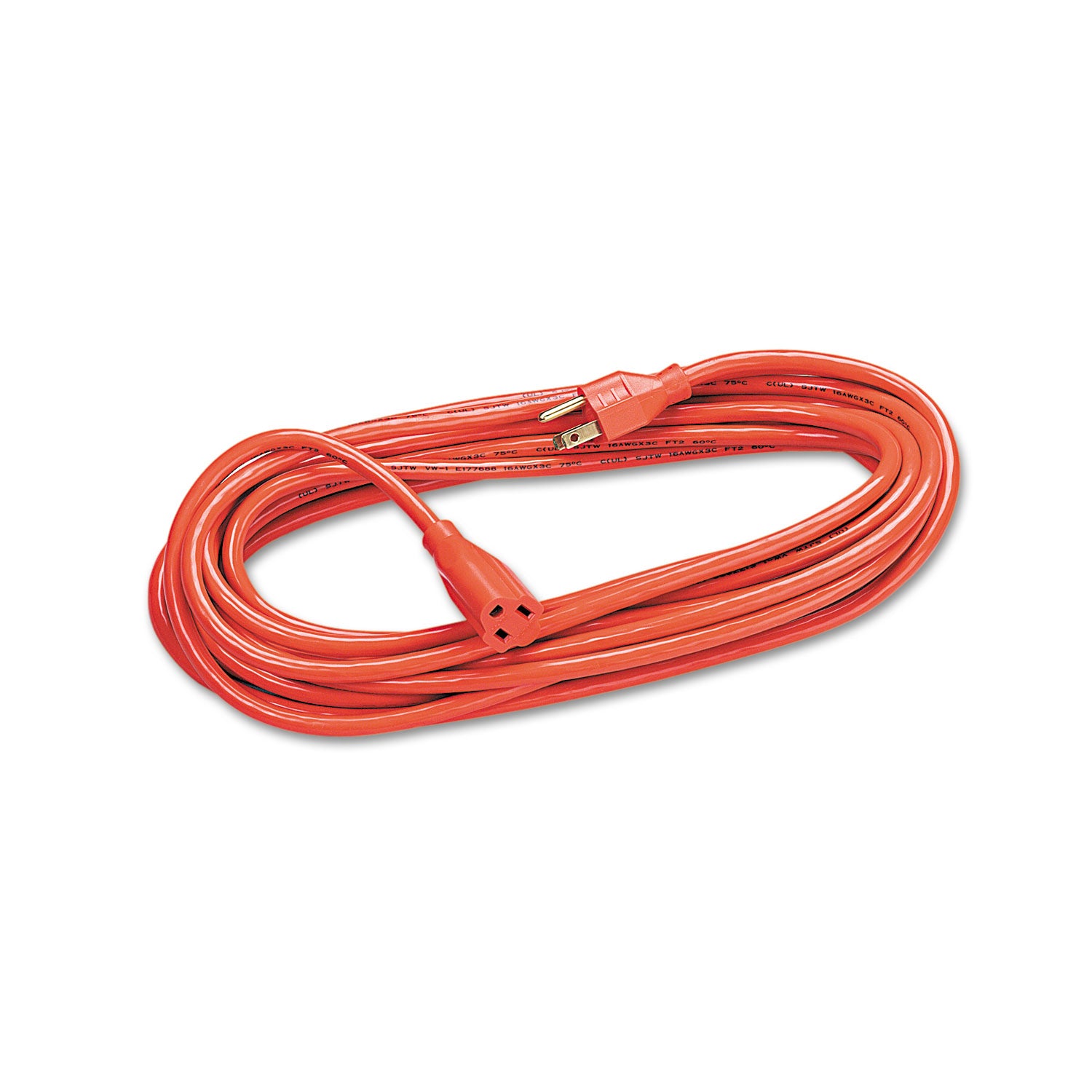 Indoor/Outdoor Heavy-Duty 3-Prong Plug Extension Cord, 25 ft, 13 A, Orange - 