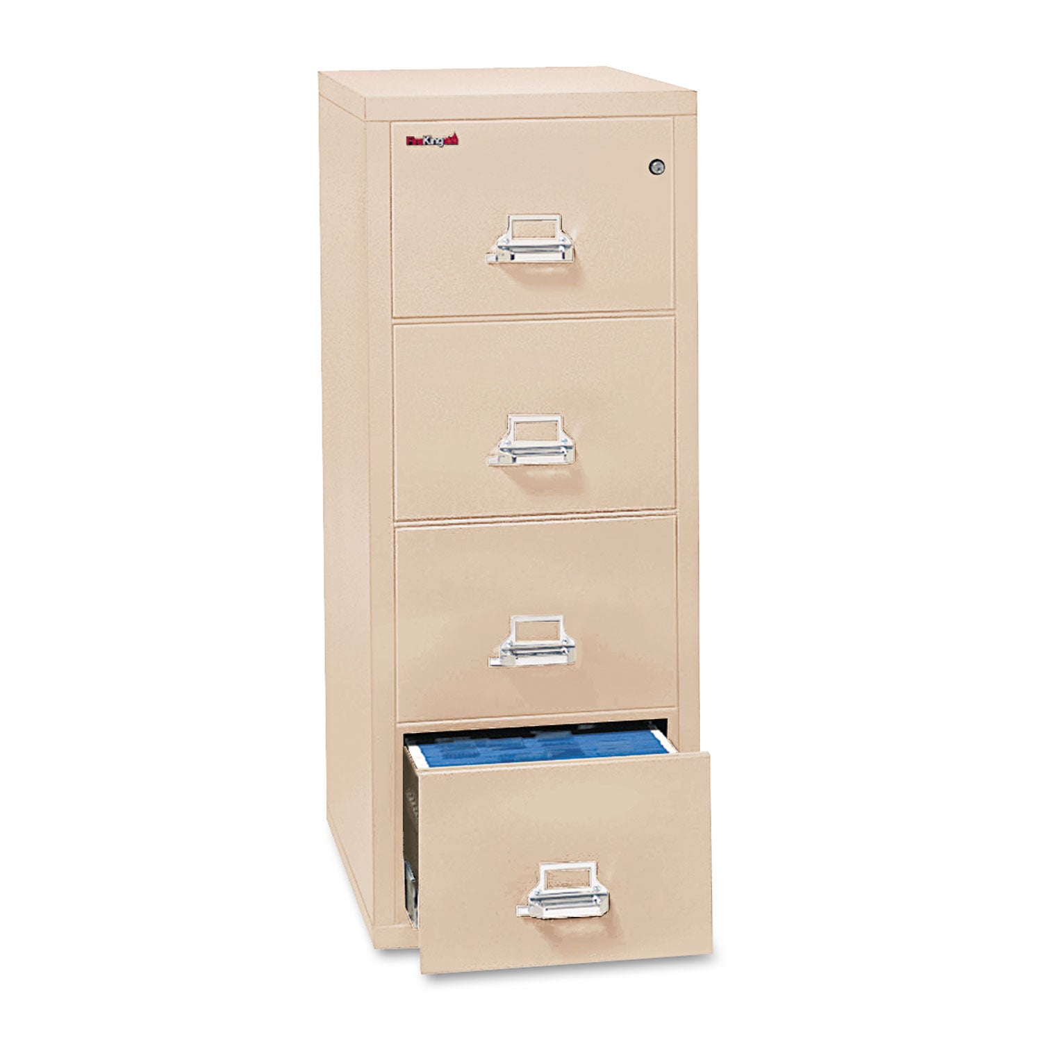 Insulated Vertical File, 1-Hour Fire Protection, 4 Legal-Size File Drawers, Parchment, 20.81" x 31.56" x 52.75 - 