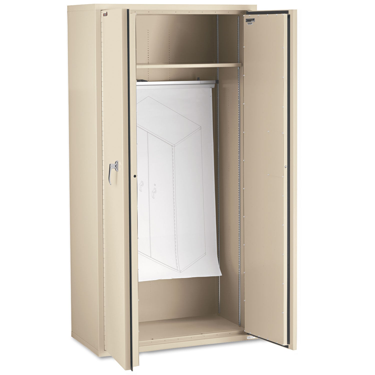 Storage Cabinet, 36w x 19.25d x 72h, UL Listed 350 Degree, Parchment - 