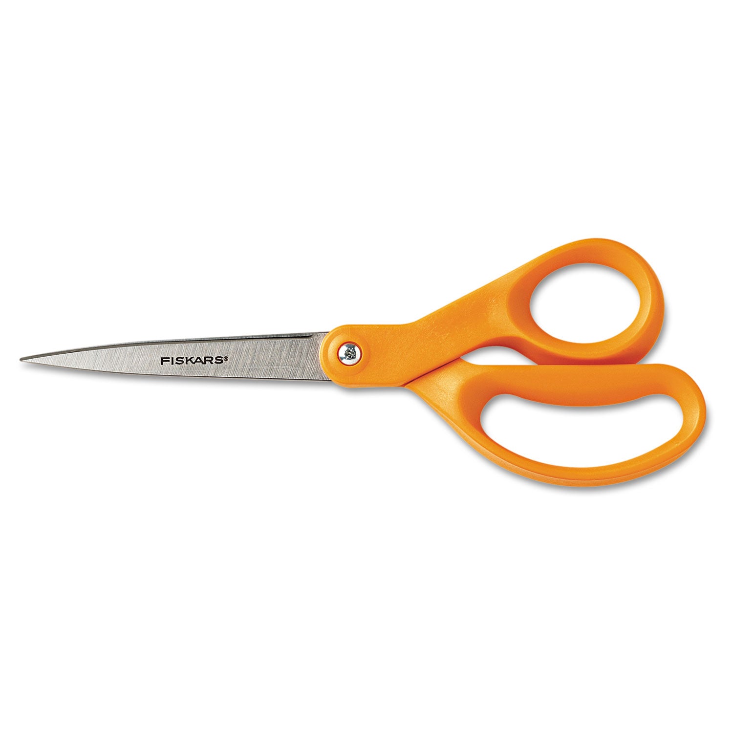 Home and Office Scissors, 8" Long, 3.5" Cut Length, Orange Straight Handle - 