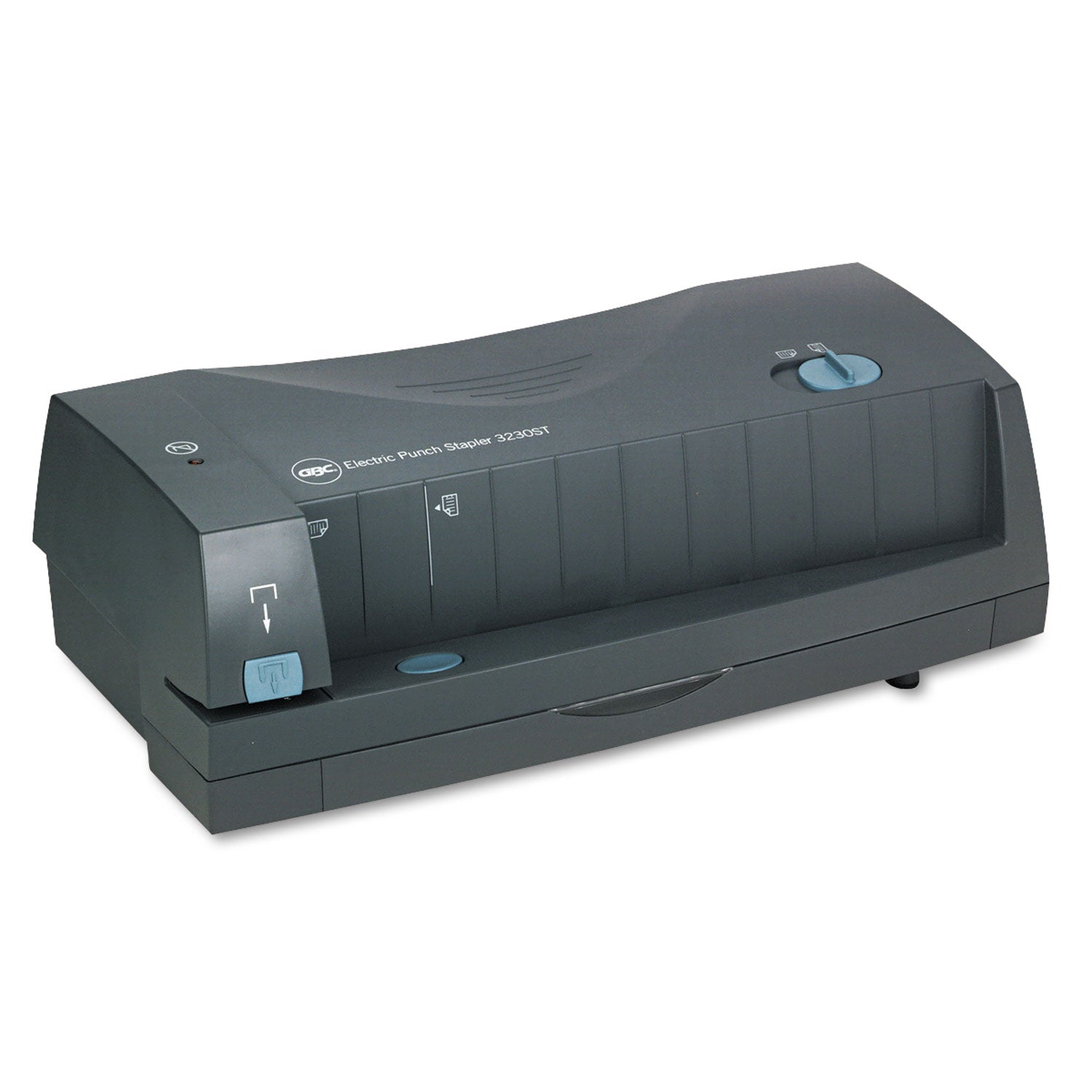 24-Sheet 3230ST Electric Two- to Three-Hole Adjustable Punch/Stapler, 9/32" Holes, Gray - 
