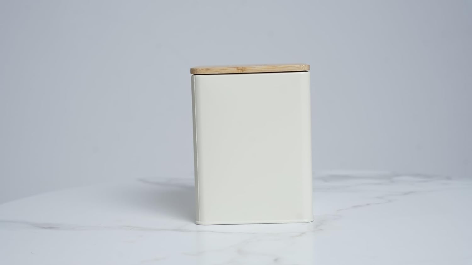 3-piece White Metal Jar Set with Airtight Bamboo Lids - 7