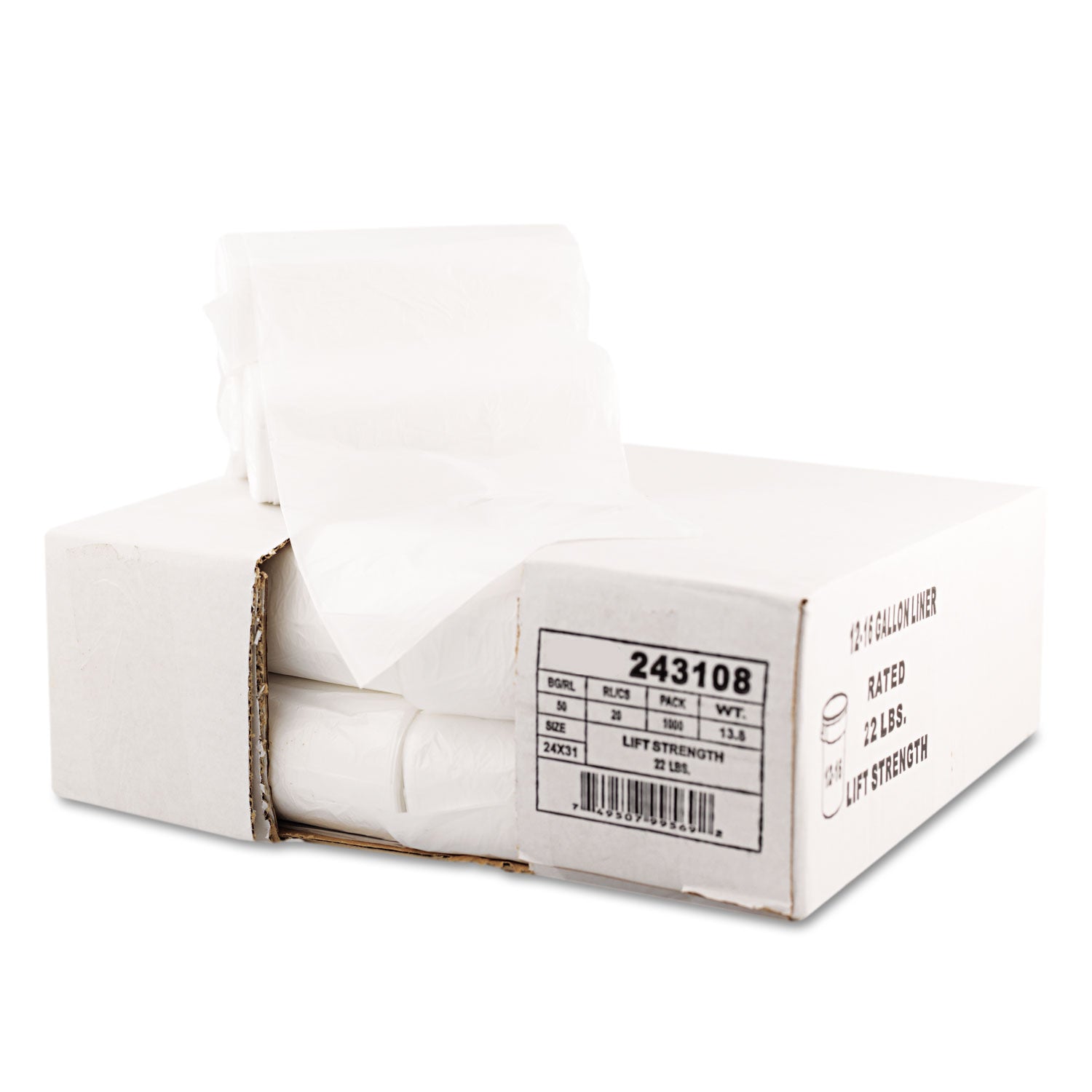 high-density-can-liners-16-gal-7-mic-24-x-31-natural-50-bags-roll-20-rolls-carton_bwk243108 - 2