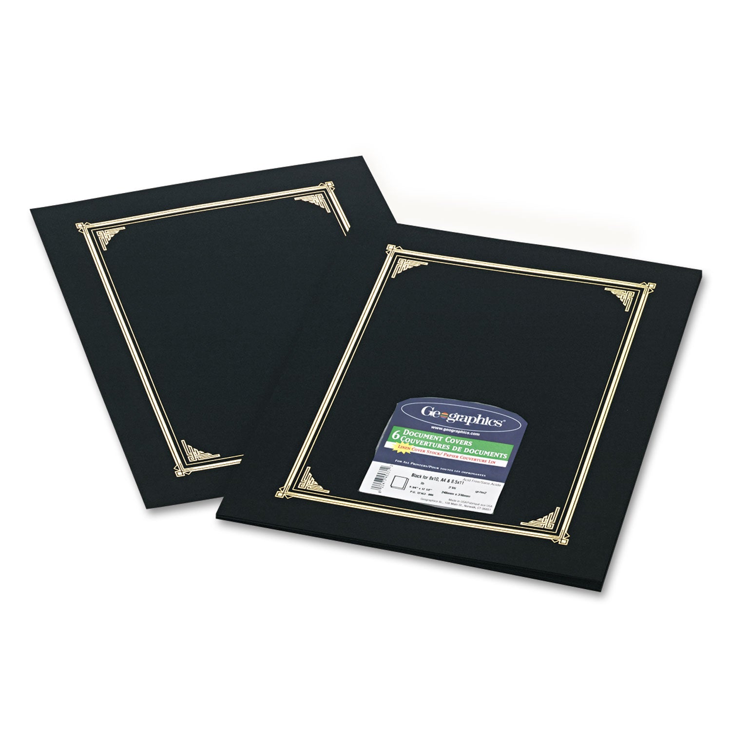 Certificate/Document Cover, 12.5 x 9.75, Black, 6/Pack - 