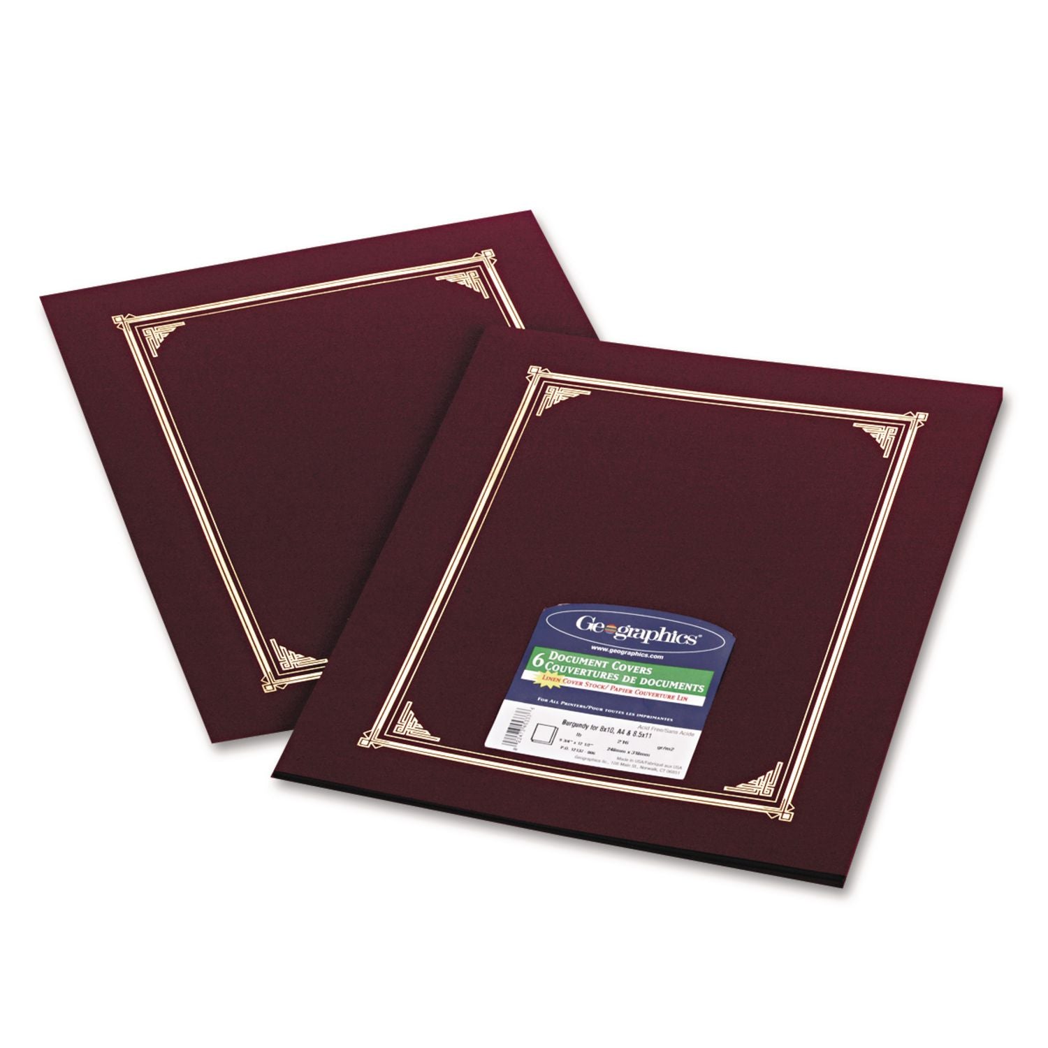 Certificate/Document Cover, 12.5 x 9.75, Burgundy, 6/Pack