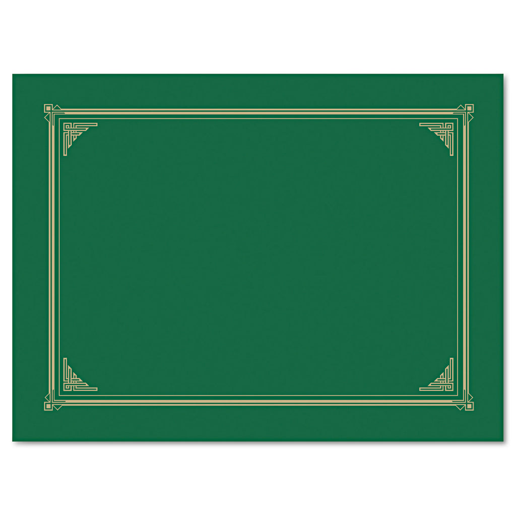 Certificate/Document Cover, 12.5 x 9.75, Green, 6/Pack