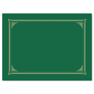 Certificate/Document Cover, 12.5 x 9.75, Green, 6/Pack