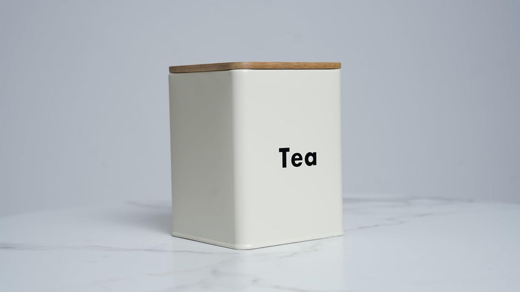 3-piece White Metal Jar Set with Airtight Bamboo Lids - 5