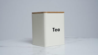 3-piece White Metal Jar Set with Airtight Bamboo Lids - 5