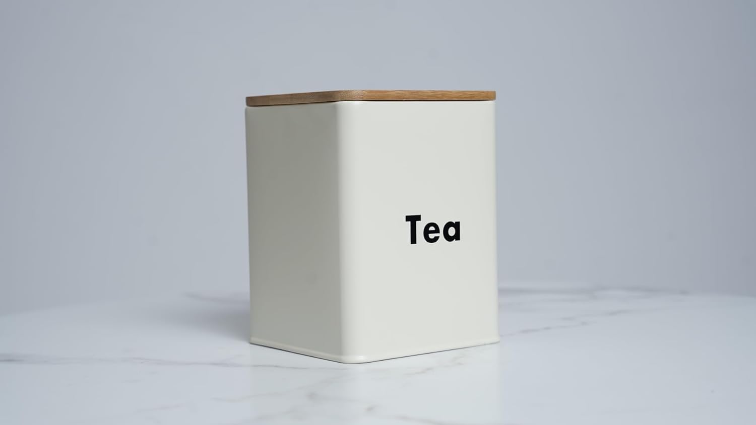 3-piece White Metal Jar Set with Airtight Bamboo Lids - 5