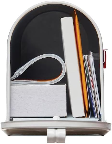 Plexon Mailboxes Classic Post Mount Mailbox - 20" L x 8.9" H x 6-7/8" W, Galvanized Steel, White, Rust-Resistant Powder Coated Finish