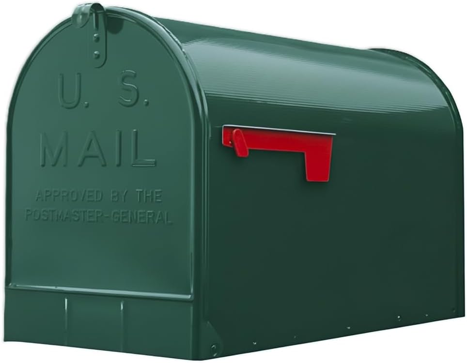 Plexon Jumbo Size Rural Mailbox, 3175 cu-in Capacity, Galvanized Steel, Powder-Coated, 15 in. H x 11.69 in. W x 24.82 in. L (Green, Extra Large)