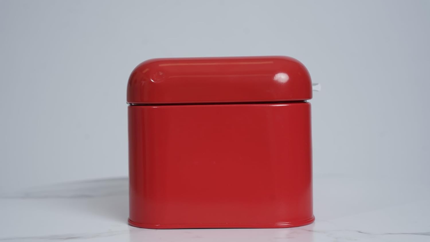 Red Metal Bread Box with Lid and Transparent Window, 11.8" - 3