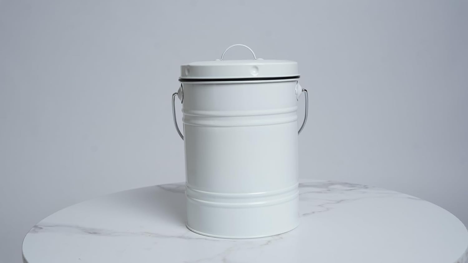 White Metal Compost Bucket with Airflow Lid - 2