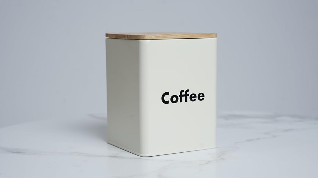 3-piece White Metal Jar Set with Airtight Bamboo Lids - 3