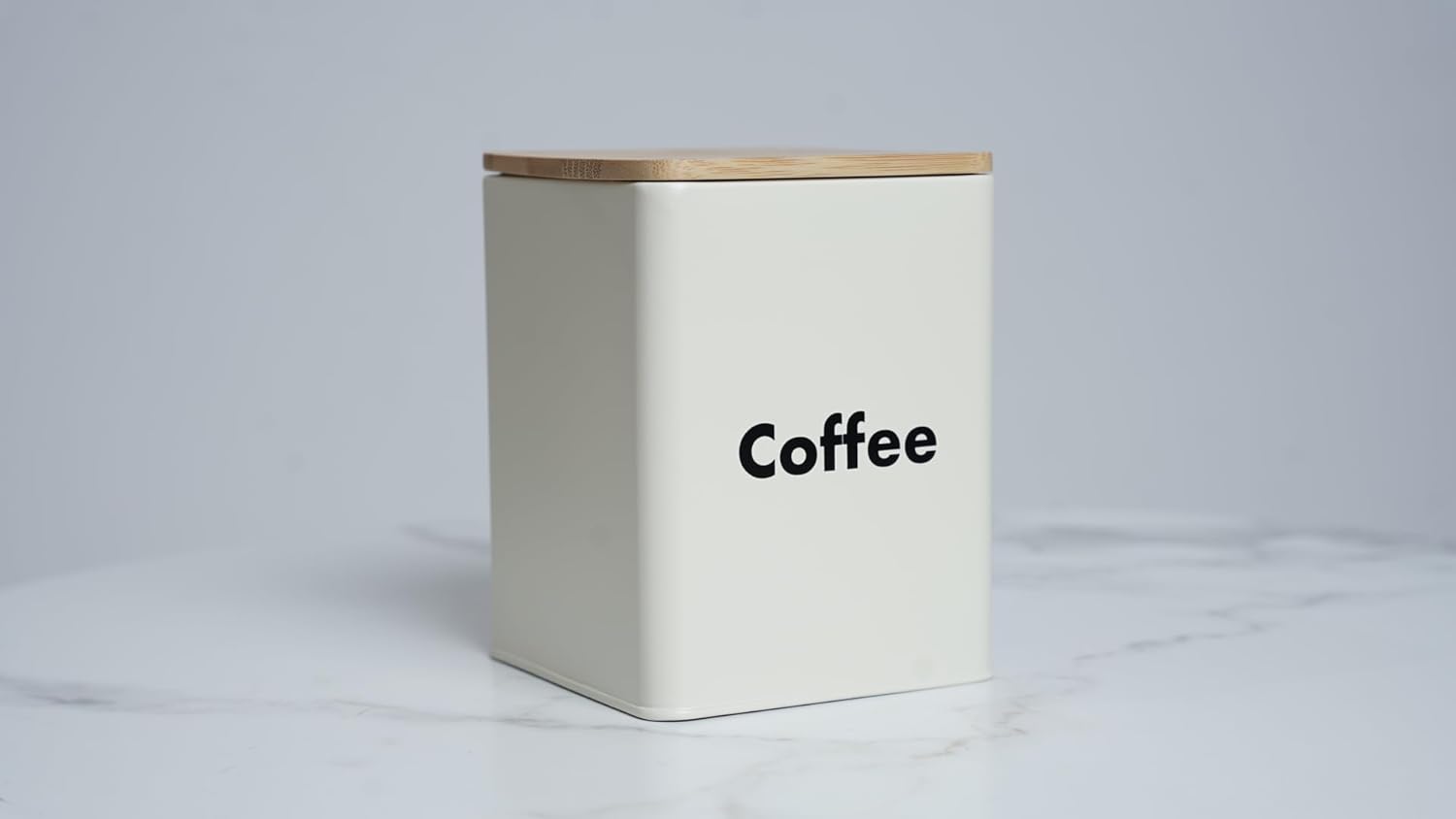 3-piece White Metal Jar Set with Airtight Bamboo Lids - 3