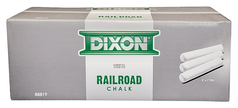 Railroad Crayon Chalk, 4" x 1" Diameter, White, 72/Box