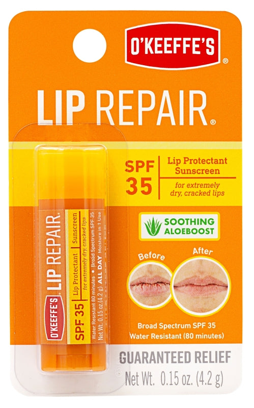 O'Keeffe's SPF 35 Lip Balm - Cream - 0.15 fl oz - For Dry Skin - SPF 35 - Applicable on Lip - Cracked/Scaly Skin, Sunburn - Moisturising, Water Resistant - 1 Each