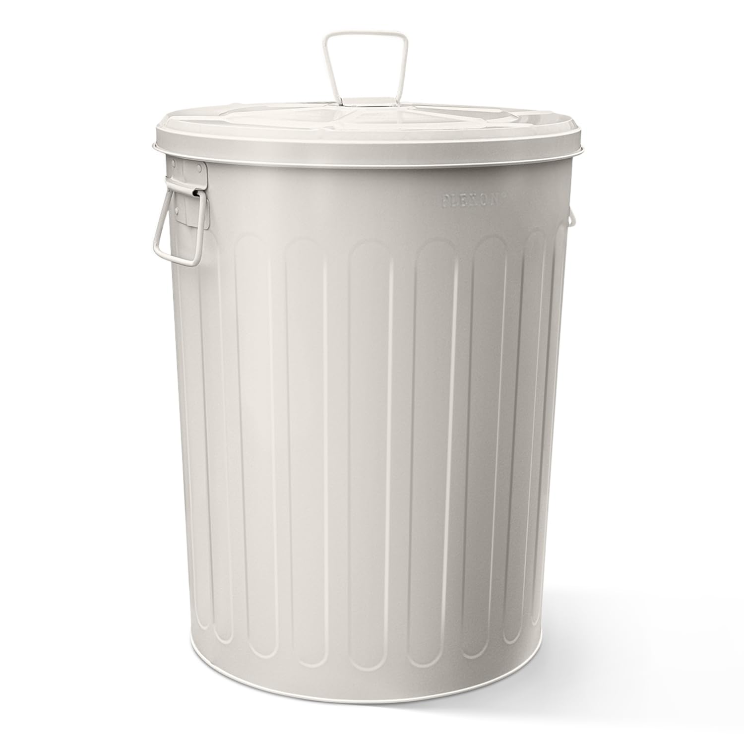 20 Gal Off-White Galvanized Steel Round Trash Can with Lid