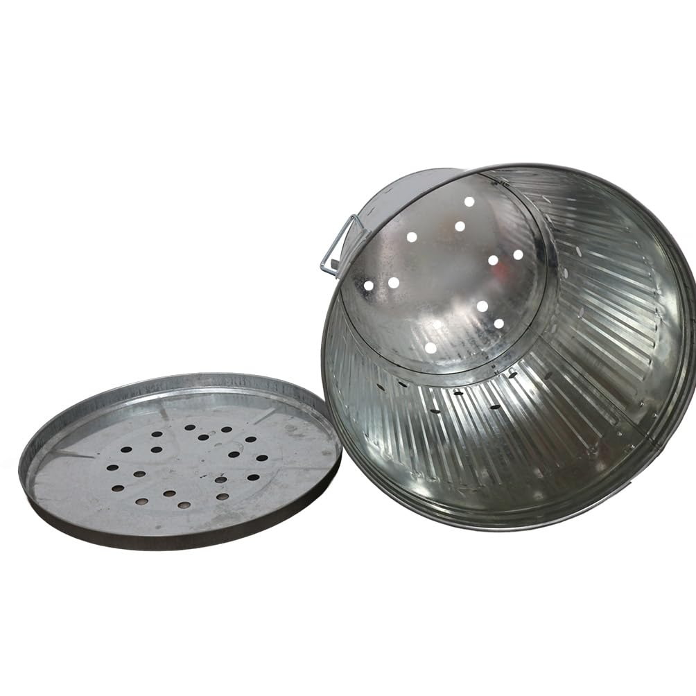 Incinerator Burn Barrel for Outside for Burning Trash Leaf - Metal Burn Can Cage Bin Container - Fire Can Paper Burner Outdoor, Flat Lid and Ventilation Holes, Galvanized Steel, 31 Gallon