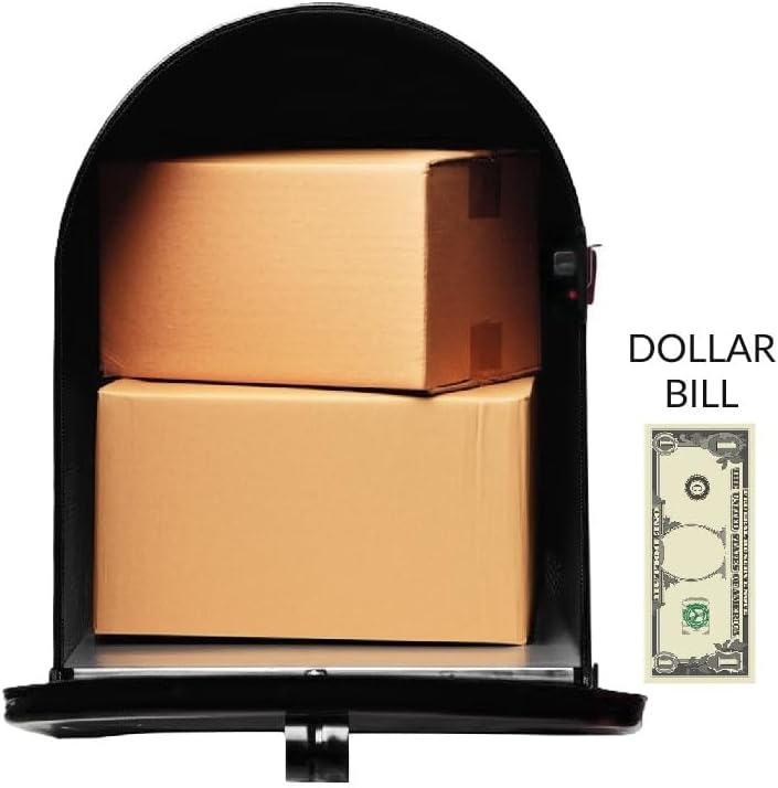 Plexon Jumbo Size Rural Mailbox, 3175 cu-in Capacity, Galvanized Steel, Powder-Coated, 15 in. H x 11.69 in. W x 24.82 in. L (Black, Extra Large)