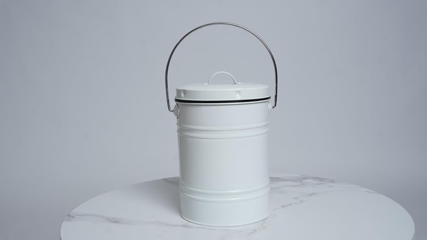 White Metal Compost Bucket with Airflow Lid - 1