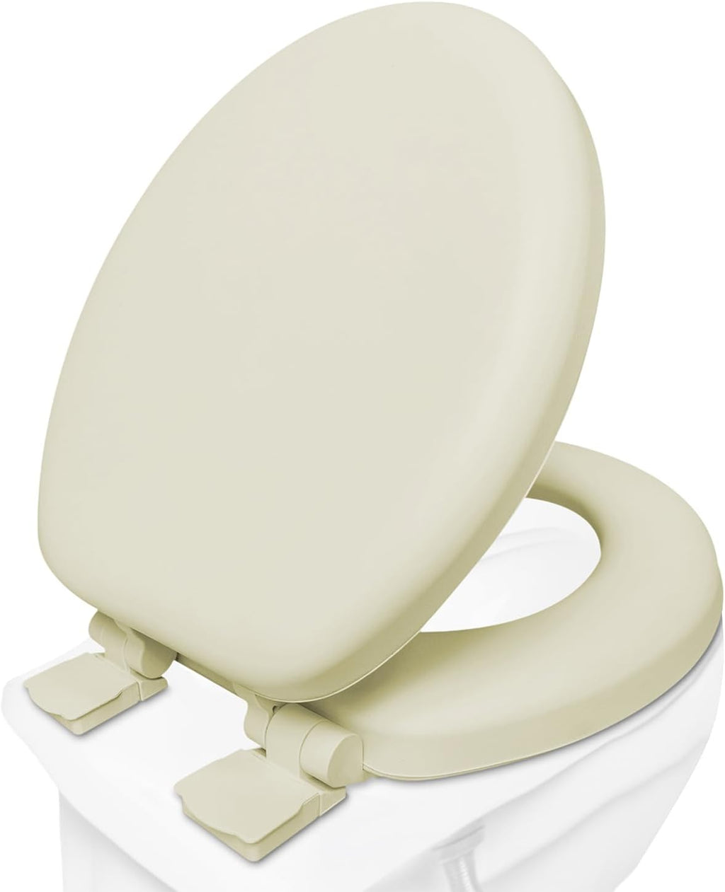 Plexon Soft Cushioned Toilet Seat, Round, Bone, Slow-Close Lid & Seat, Quick-Release Hinge, Easy To Clean & Change