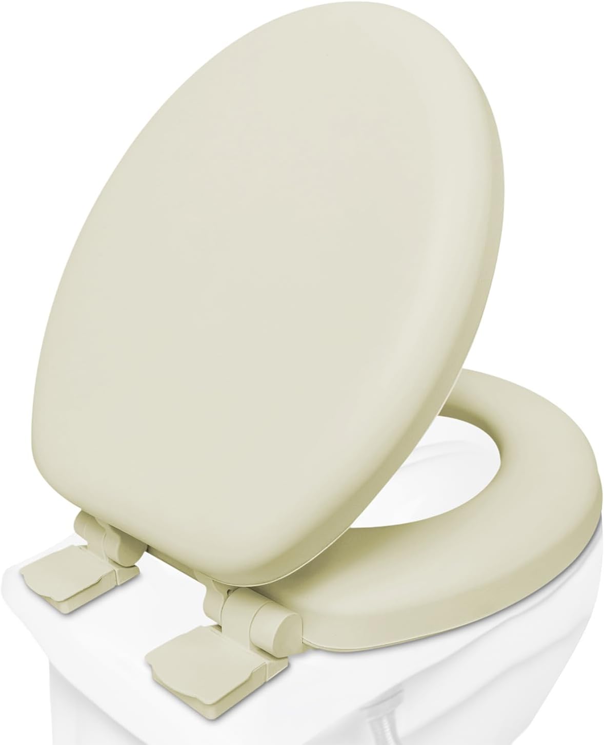Plexon Soft Cushioned Toilet Seat, Round, Bone, Slow-Close Lid & Seat, Quick-Release Hinge, Easy To Clean & Change
