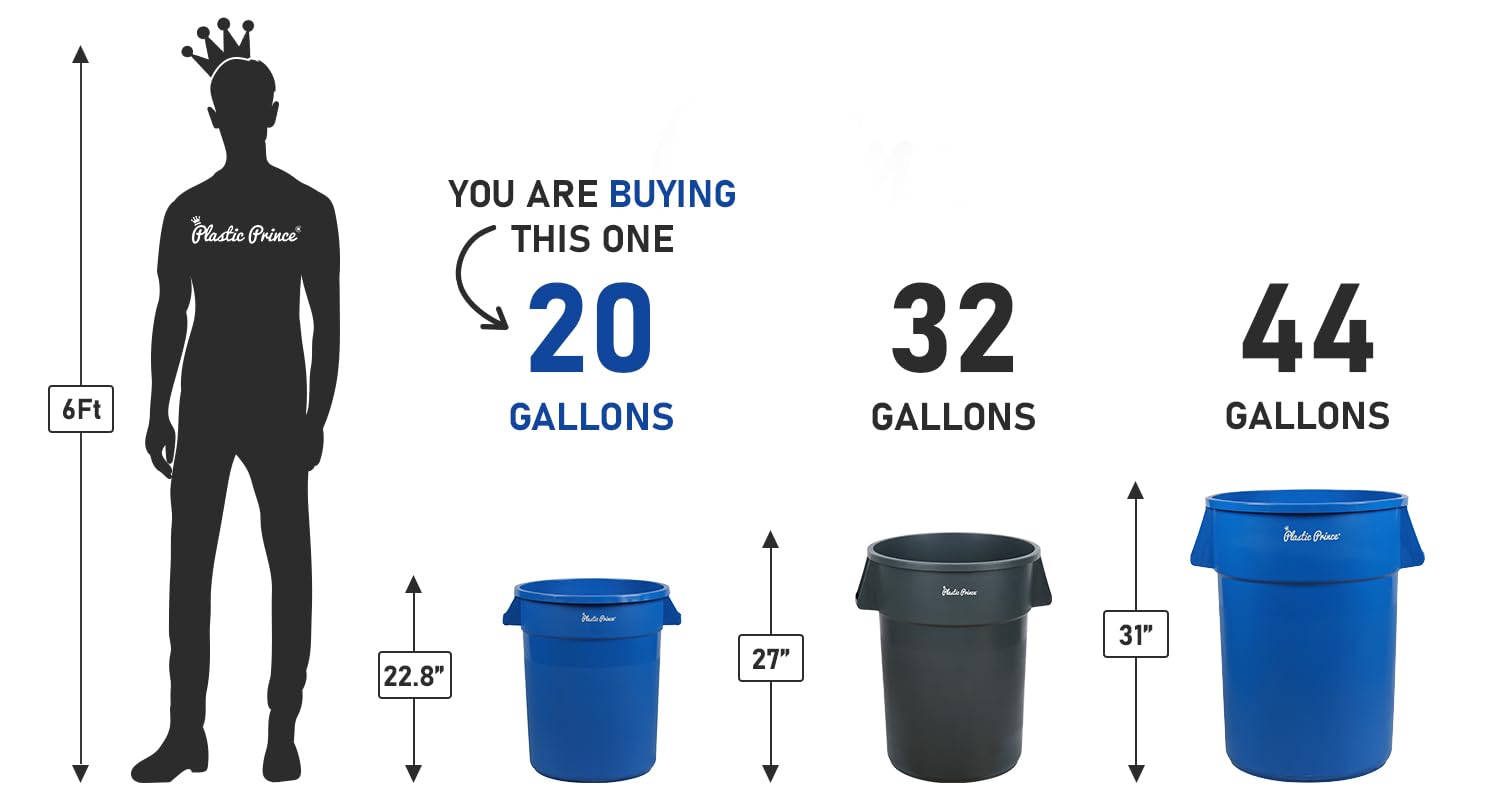 20 Gal Blue Round Trash Can
