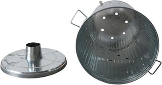 Plexon Metal Compost Bin Outdoor Burn Bin - Galvanized Trash Can with Lid Chimney and Vent Holes - Trash Burning Container Composter Incinerator for Garbage, 20 Gallon (Chimney Lid and Vent Holes)