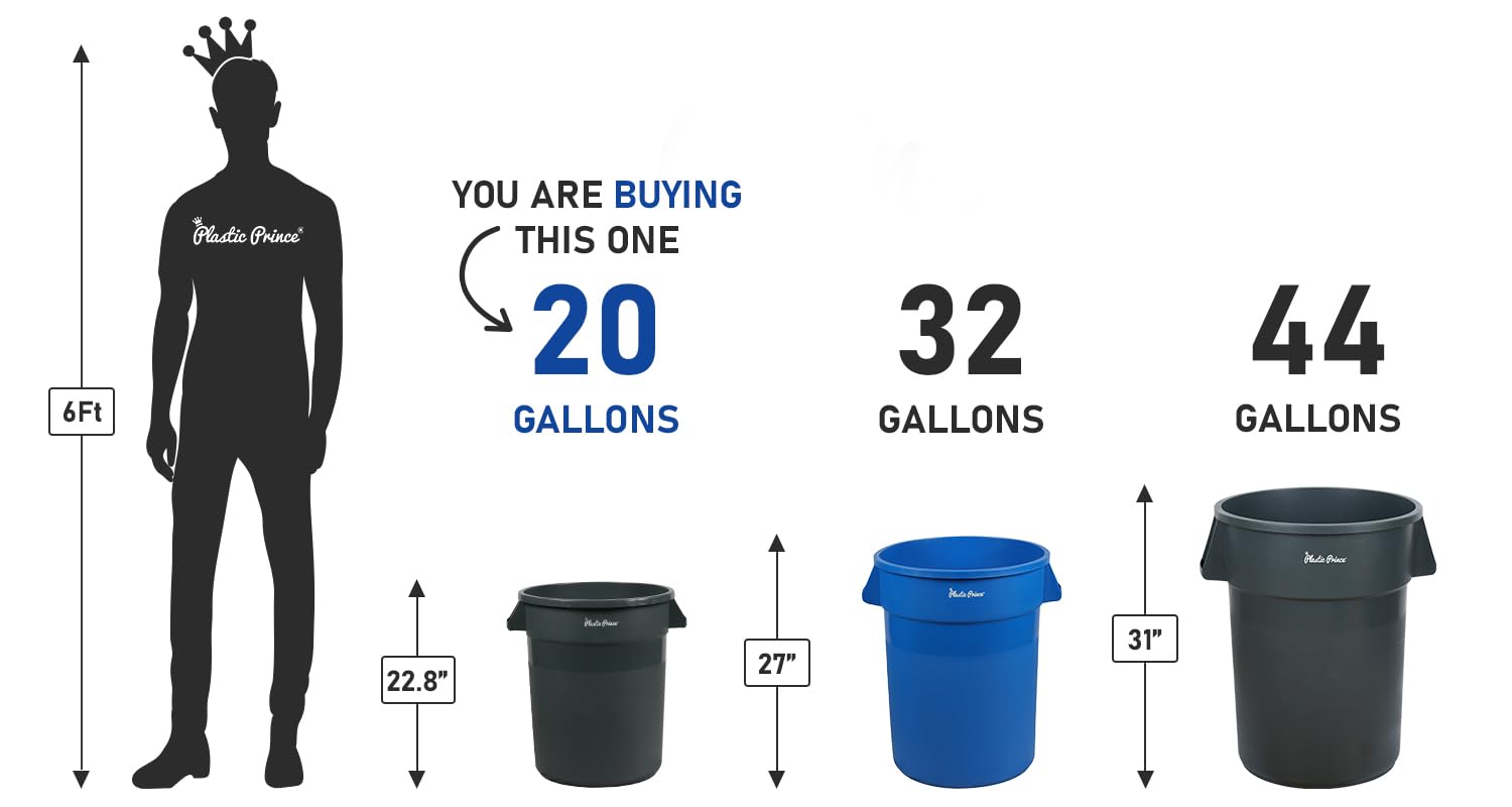 20 Gal Gray Round Trash Can