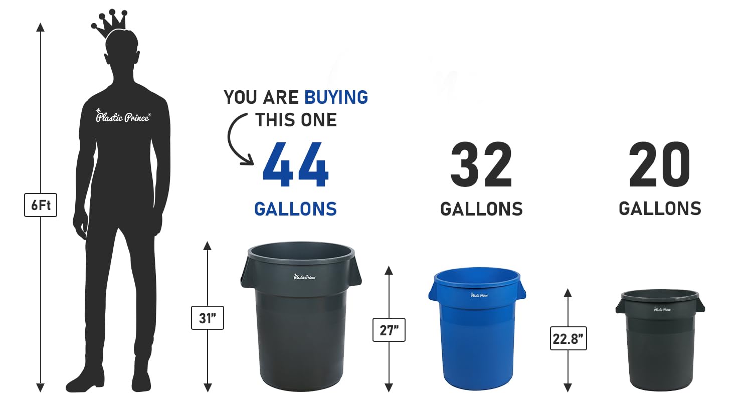 44 Gal Gray Round Trash Can