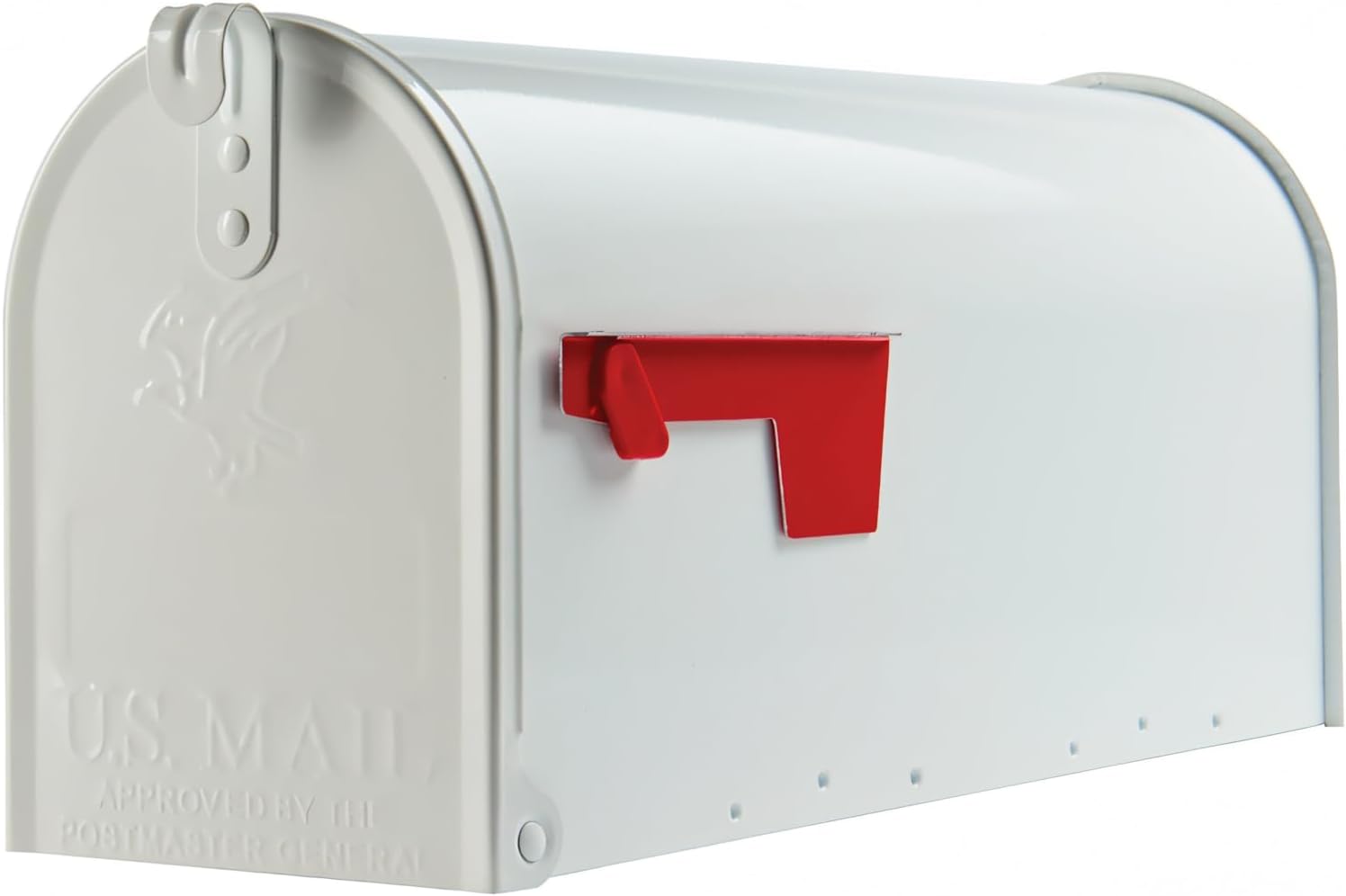 Plexon Mailboxes Classic Post Mount Mailbox - 20" L x 8.9" H x 6-7/8" W, Galvanized Steel, White, Rust-Resistant Powder Coated Finish