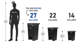 27 Gal Step-On Indoor Trash Can, Black