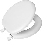 White Round Toilet Seat Cushioned Soft Vinyl