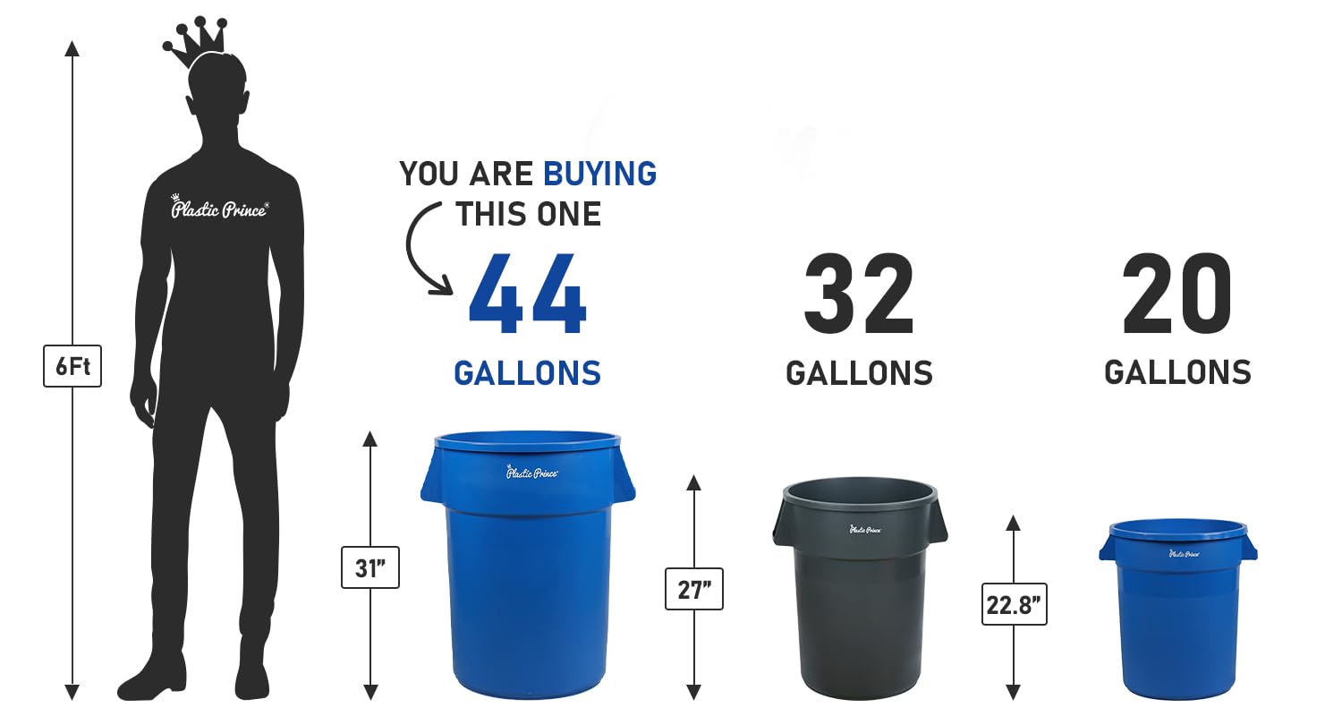 44 Gal Blue Round Trash Can