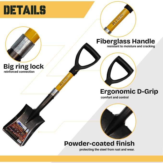 27" Square Short Transfer Shovel with Fiberglass Handle & Plastic D-Grip