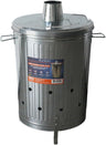 Plexon Metal Outdoor Burn Bin - Galvanized with Lid Chimney and Vent Holes - Trash Burning Container Composter Incinerator for Garbage, 20 Gallon (Chimney Lid and Vent Holes)
