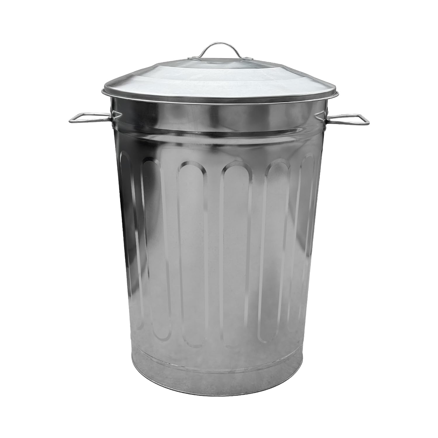 13-Gallon Galvanized Steel Round Fire Resistant Trash Can with Lid - 1