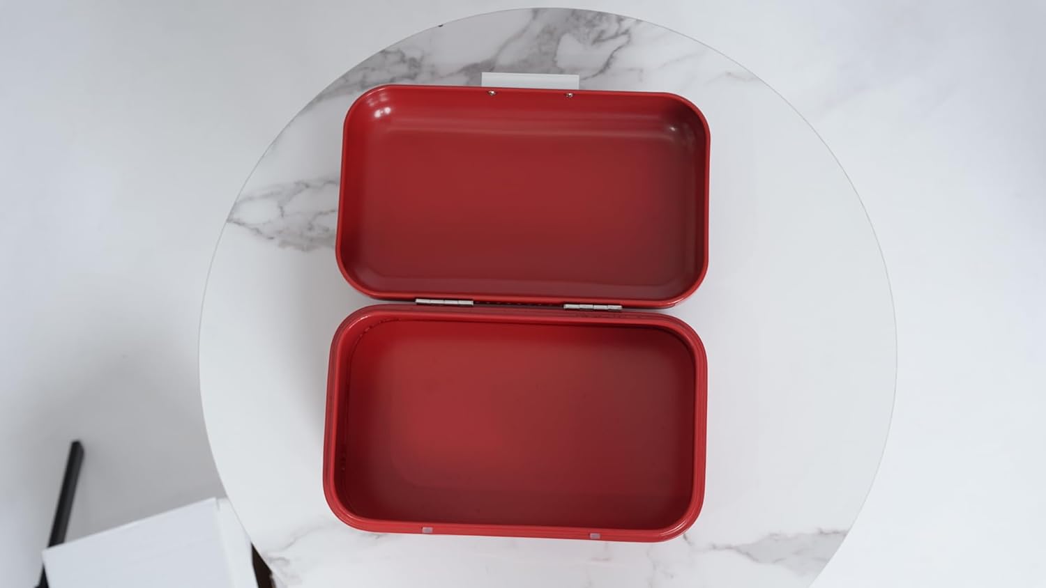 Red Metal Bread Box with Lid and Transparent Window, 11.8" - 6