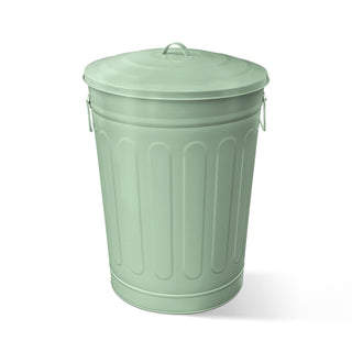 13-Gallon Green Galvanized Steel Round Trash Can with Lid