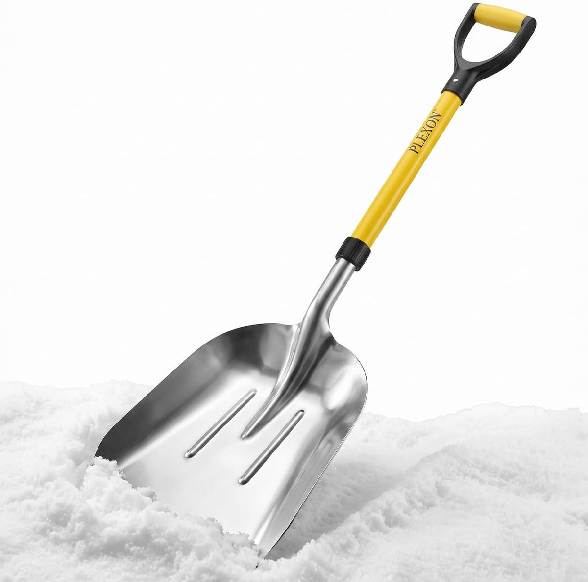 48'' Aluminum Snow Shovel Scoop with Folding Fiberglass Handle & Plastic D-Grip, 15'' Wide Blade